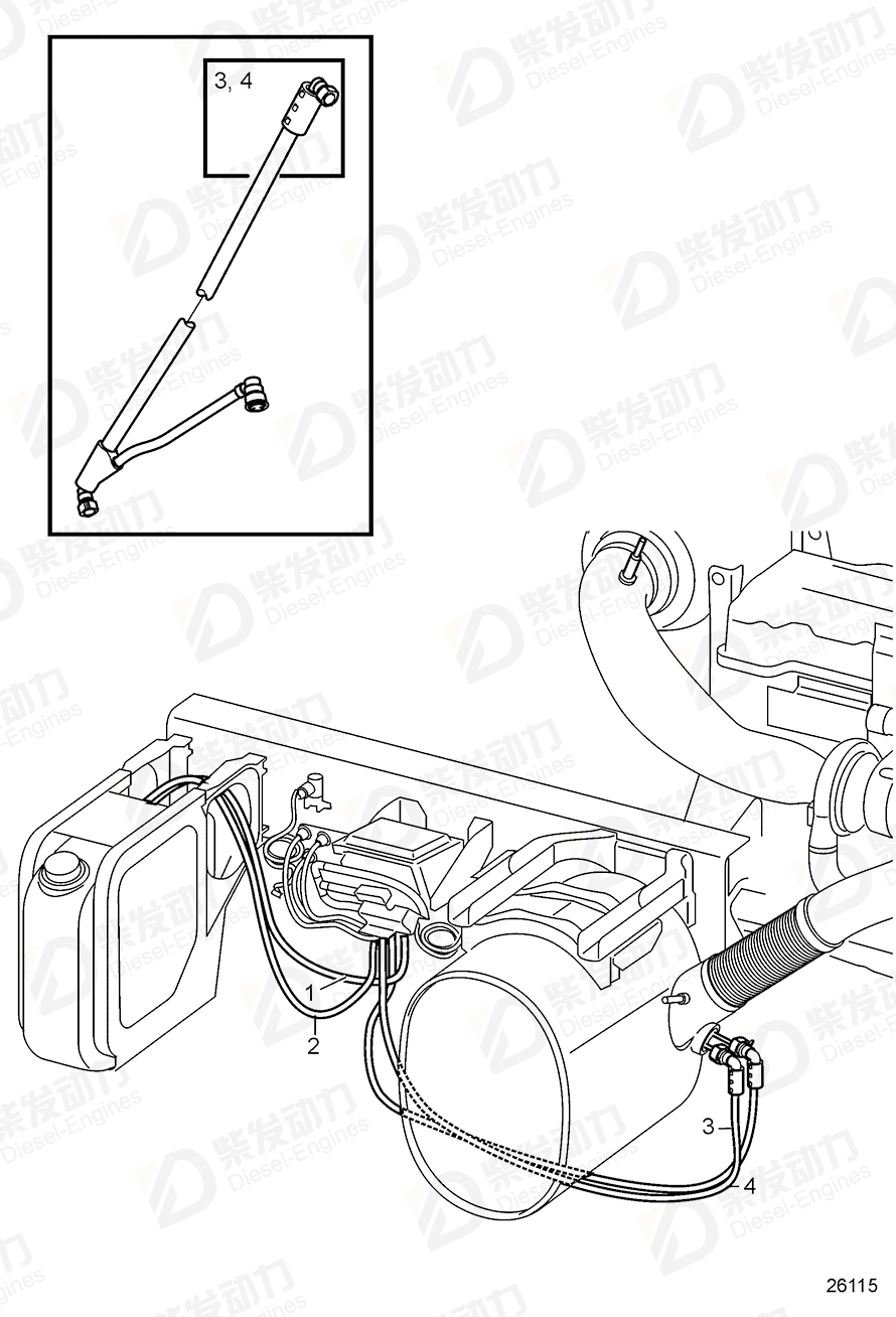 volvo penta Hose, yellow 21686091 Drawing volvo penta Hose, yellow 21686091 Drawing